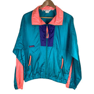 Columbia Teal and Coral Windbreaker